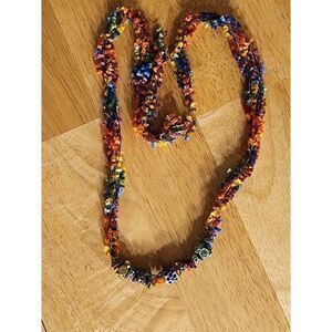 Chenille Beaded Necklace Like New, Colorful, Lightweight